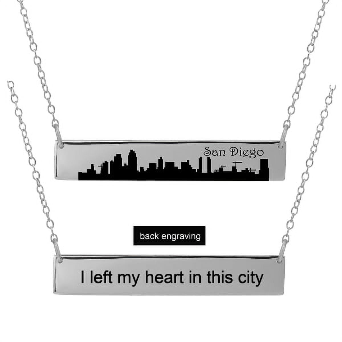 Personalized Sterling Silver, Gold Plated, 10k or 14k City Skyline Bar Necklace With 18 inch Link Chain