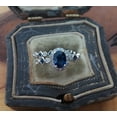 thumbnail image 5 of Silver & Stone Jewels Oval Cut Blue Cubic Zirconia 14K White Gold Finish Unique Bridal Ring Set, 5 of 6