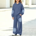 thumbnail image 2 of Hvogkswy Boys Girls Sweatsuit Floral Print Kids Sweat Suits Long Sleeve Hooded Sweatshirt & Wide Leg Sweatpant Fall Fashion Tracksuits, 2 of 7