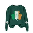 thumbnail image 4 of Bunenne St Patrick Day Sweatshirts Shamrock Sweatshirt St. Day Round Neck Long Sleeved Casual Holiday Printed Hooded Sweatshirt Crew Sweatshirt for Women Army Green L, 4 of 4