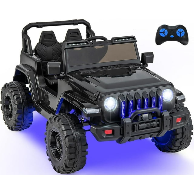 OLAKIDS Kids Ride on Car Truck with 2.4G Remote Control, 12V Battery Powered Electric Cars for Kids w/3 Speeds, Battery Display, LED Lights, Safety Belt, Music & Horn, Bluetooth/FM/USB