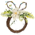 thumbnail image 2 of Easter Wreaths for Front Door Artificial Round Rattan Wreath Half Coverage Spring Floral Wreath with Bunny, Easter Egg and Burlap Bow for Farmhouse Holiday Wall Home Window Decor, C, 2 of 9