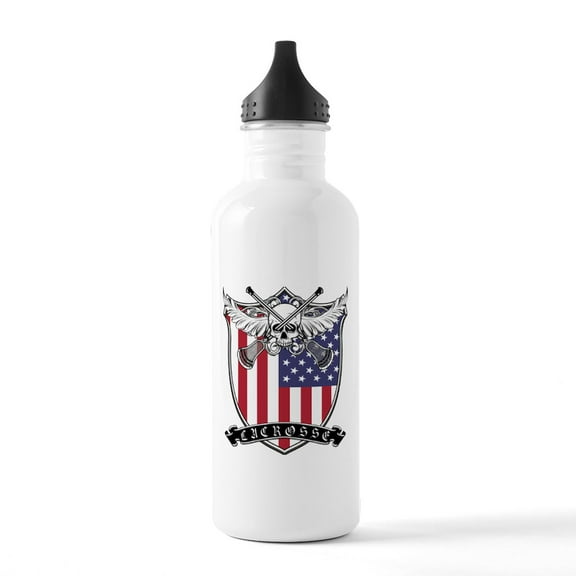 CafePress - Lacrosse_Skull_US Water Bottle - Stainless Steel Water Bottle, Sports Bottle, 1.0L
