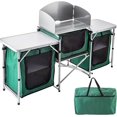 thumbnail image 1 of VEVOR Mesa de camping con 3 bolsas con cierre para camping o cocinas, 2 mesas auxiliares, mesa de camping y cocina, mesa de camping portátil para actividades al aire última intervensión, color verde VEVOR ‎Camping table - green, 1 of 8