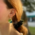 thumbnail image 2 of Square Glass Dangle Earrings Blue Green Waves Tili Glass, 2 of 2