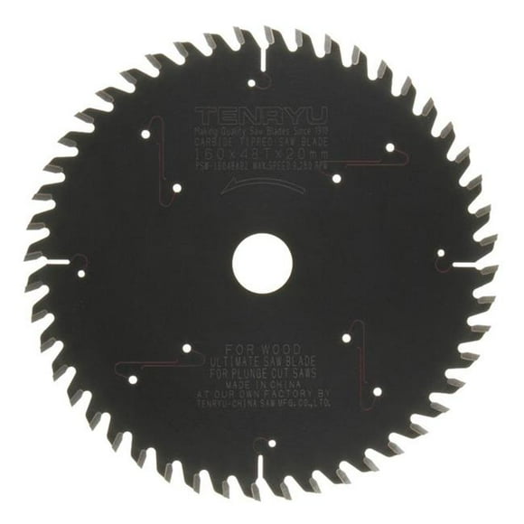 Tenryu 2803211 160 Dia. x 20 mm PTFE Coated Plunge Cut Saw Blade - 48 Teeth