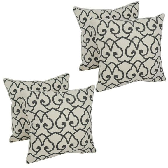 Blazing Needles 18-inch Corded Throw Pillows with Inserts (Set of 4) Black/White Lattice