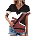 thumbnail image 2 of Babysbule Women's V-Neck Pattern Tops Fashion Casual Short Sleeved Multicolor Spring And Summer Top, 2 of 5