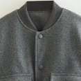 thumbnail image 3 of Gibobby brasier transparente mujer Chaqueta con botones para mujer, abrigo corto con hombros caídos, prendas de vestir (Gris， M), 3 of 5