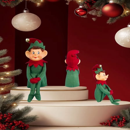 Adorable Anime-Style Soft Fabric Posable Expressive-Eye Christmas Elf Dolls for Indoor Outdoor Decorations