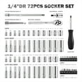 thumbnail image 2 of DNA Motoring TOOLS-00144 72 Pcs 1/4" Drive Socket Tool Set SAE Metric w/Ratchet & Adapter & Extension Bars With Carry Case, 2 of 6