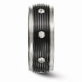 thumbnail image 3 of Edward Mirell Titanium & Black Titanium With White Sapphires Grooved Ring Size: 8; for Adults and Teens; for Women and Men, 3 of 7