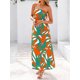 thumbnail image 4 of Vestido largo MASCOMODA Summer Boho Floral Tube Top Naranja Verde, 4 of 7