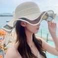 thumbnail image 3 of SikaFu Summer Big Hat Sunscreen Sun Hats Fashion Bow, Lotus, Lace, Straw Hat Lace Lace Beach Sun Hat Female, 3 of 8