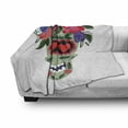 thumbnail image 3 of Sugar Skull Soft Flannel Fleece Throw Blanket, Smiling Skull Wearing Floral Wreath Image Mexican Tradition Concept, Cozy Plush for Indoor and Outdoor Use, 60" x 80", Multicolor, by Ambesonne, 3 of 6