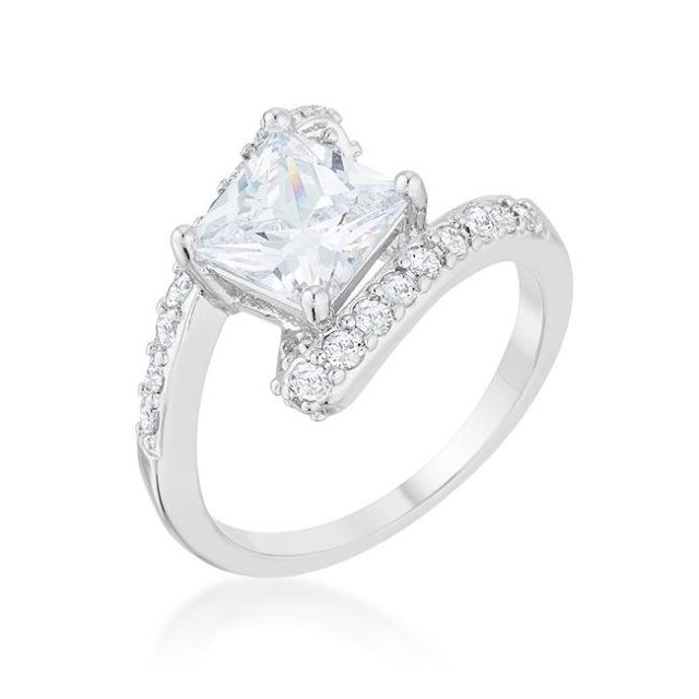 Bague Caroline 2.3 CT Zircon Cubique Rhodium Statement - Taille 6