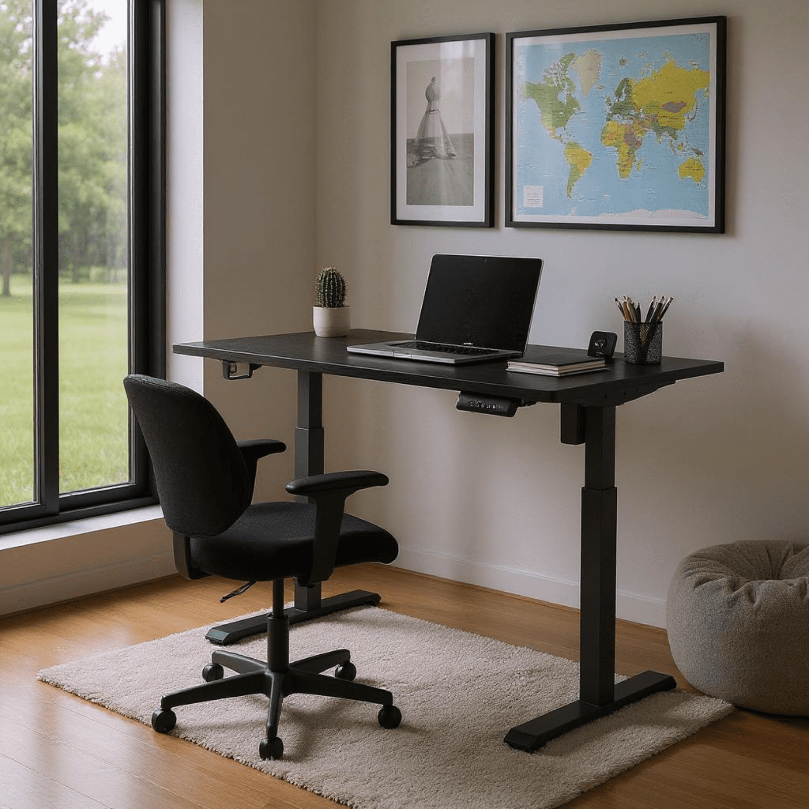 Homy Casa 47.24" Electric Standing Desk, Height Adjustable Computer Table, Black