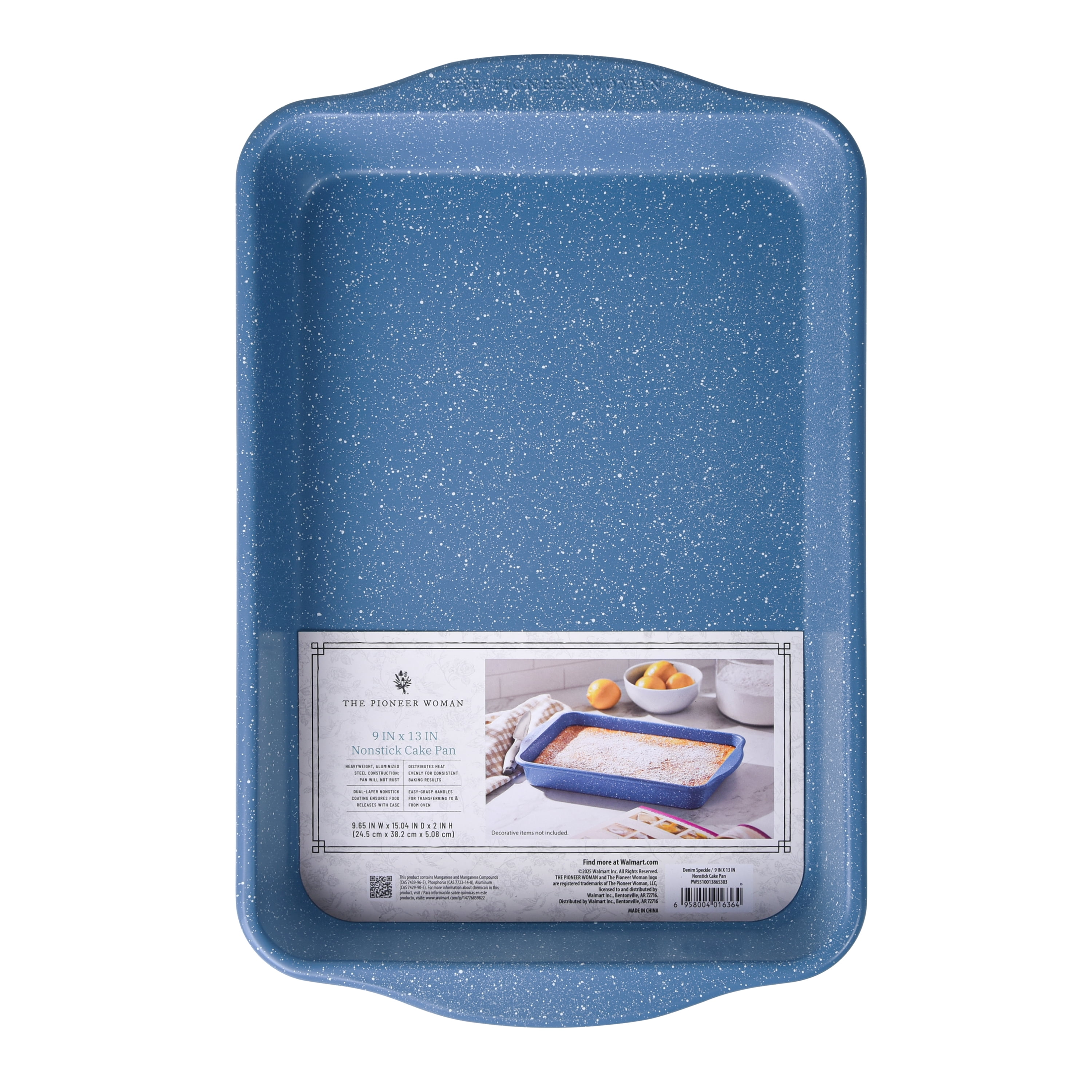The Pioneer Woman 9" x 13" Aluminized Steel Nonstick Cake Pan, Blue Speckle