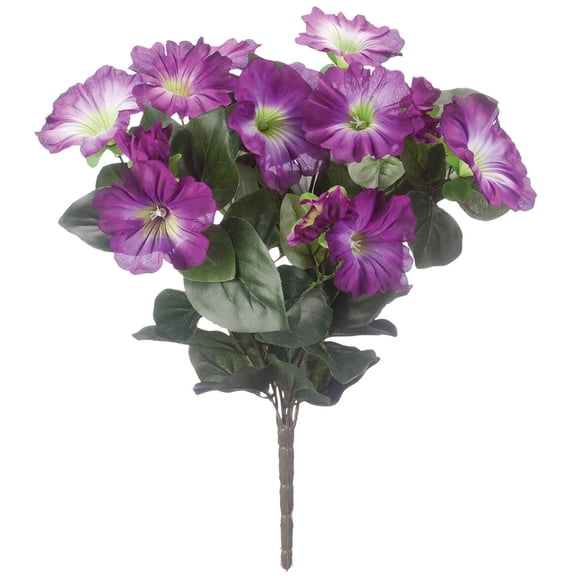 OakRidge Silk Petunia Bush – Artificial Flowers Outdoor Décor – Purple, 15” High