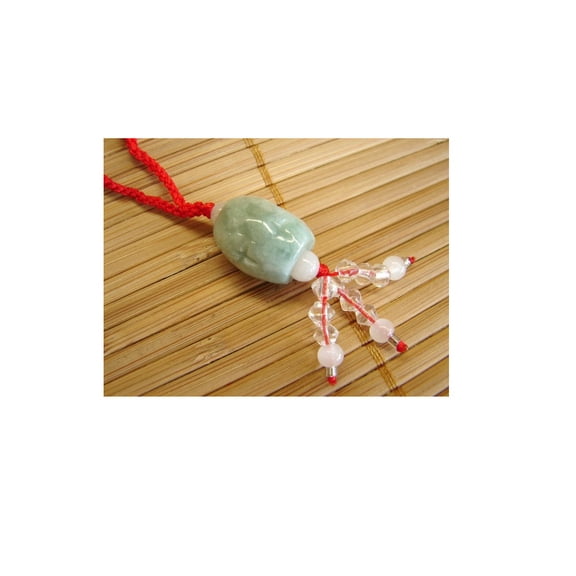 Green Jade Bean Necklace, Jade Bean Pendant