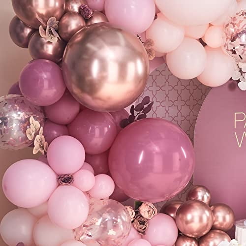 PartyWoo Kit de Arco de Globo de Rosa Dusty, 140 piezas Kit de Guirnalda de Globo Rosa, Gl Partywoo PartyWoo