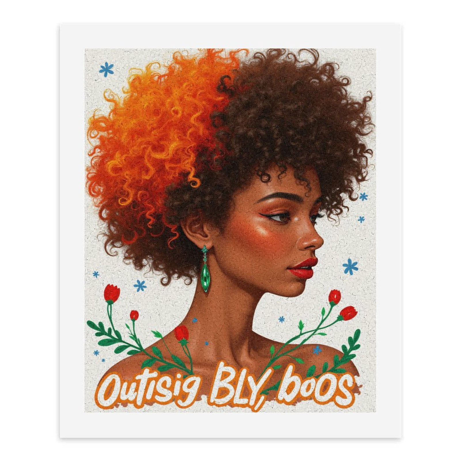 Paint By Numbers Kit for Adults Beginner - DIY Orange Curls Floral Portrait Art Canvas Painting Kits for Adults, Frameless Paint By Number for Adults for Home Wall Decor 16x20 Inch