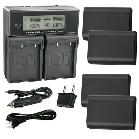 Kastar 4-Pack Battery and AC LCD Dual Fast Charger Compatible with Olympus OM SYSTEM BLX-1 Lithium-Ion Battery Olympus OM System BCX-1 Li-ion Battery Charger Olympus OM System OM-1 Mirrorless Camera