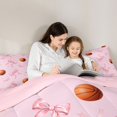 thumbnail image 5 of Manfei Basketball Ball Sport 7-Piece Twin Bedding,Kawaii Bowknot Ribbon Bedding Comforter Set,Pink Reversible, 5 of 7