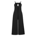 thumbnail image 3 of YWDJ Jumpsuits for Women Dressy Casual Summer Suspender Pants Sleeveless Ladies Travel Comfortable 2023 Vacation Fancy Jumpsuits for Women Jumpers and Rompers Casual Solid Color Black S, 3 of 8
