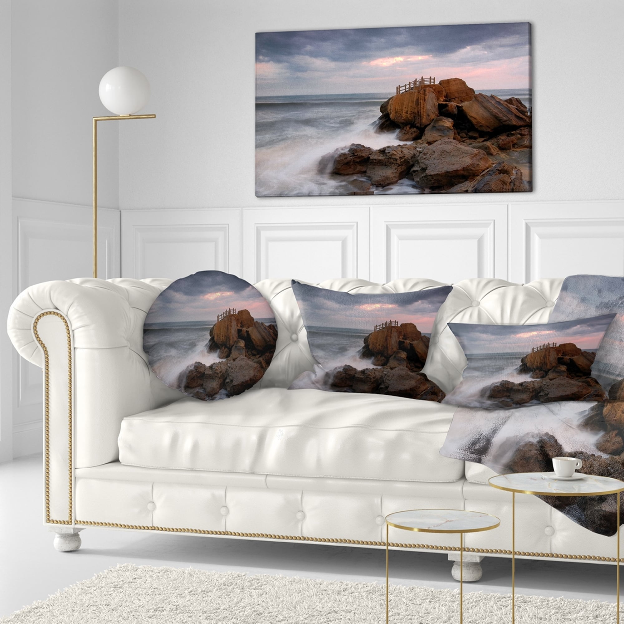Designart CU10678-16-16-C The Fantasy Island with Large Rocks Seashore Round Cushion Cover for Living Room Sofa Throw Pillow 16