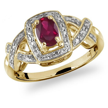 JewelersClub 0.48 Carat T.G.W. Ruby Gemstone and 1/20 Carat T.W. White Diamond Women's Ring