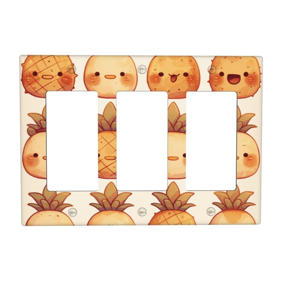 Cute Pineapples Switch Cover Decorative Wall Plate 3-Gang Standard Size