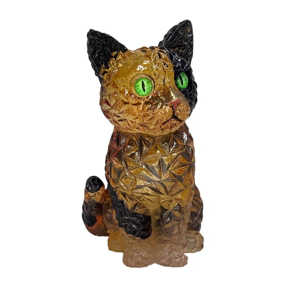 HUISZJ Fake Crystal Animal Sculptures Resin Painted Animal Statue For Home Office Home Decoration （Cat）