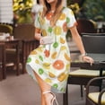thumbnail image 3 of Lsque Colorful Lemons Print Women's Casual Dress T-Shirt Summer Short Sleeve Scoop Neck Swing Dresses, 3 of 6