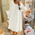 thumbnail image 2 of MYAOYI Sleepwear for Women Long Sleeve Ruffled Midi Nightgown, 2 of 7