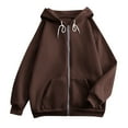 thumbnail image 3 of BRDFRL Women's Hoodie Hooded Full Zip Sweatshirt Brown 2XL, 3 of 7