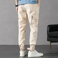 thumbnail image 5 of safuny Casual Pants for Men Solid Color Comfy Lounge Casual Fashion Fall Spring Trousers Soft Loose Daily Elastic Waist Full Length Pants with Pocket Khaki XL, 5 of 9
