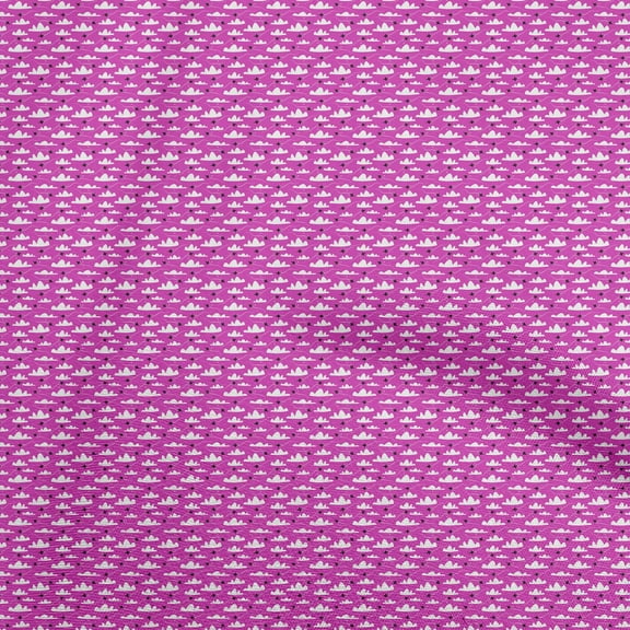 oneOone Cotton Jersey Fuschia Pink Fabric Airplane Diy Clothing Quilting Fabric Print Fabric By Yard 58 Inch Wide