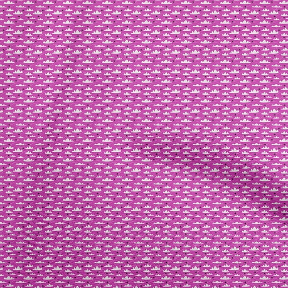 oneOone Velvet Fuschia Pink Fabric Airplane Sewing Fabric By The Yard Printed Diy Clothing Sewing Supplies 58 Inch Wide