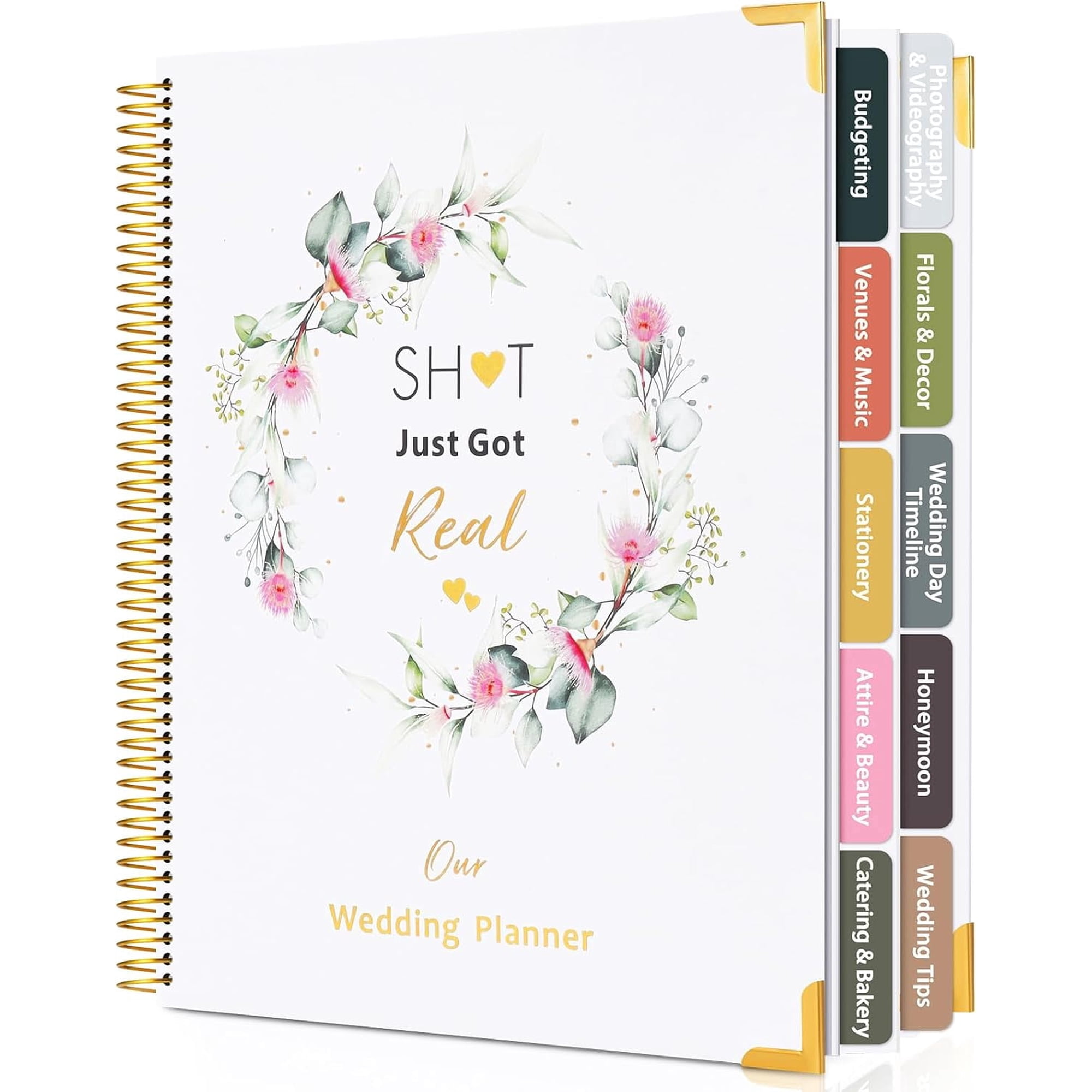 Wedding Planner Book and Organizer-196 Pages Bridal Wedding Planning Book | with Sticker Checklists and Calendars for Bride To Be, Unique Engagement Gifts for Newly Engaged Couples