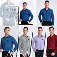 thumbnail image 2 of Men's Long Sleeve Plaid Shirts with Pocket Casual Button Down Shirt Wrinkle Free Regular Fit Shirt, 2 of 8