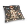 thumbnail image 3 of Girl Surrounded by Butterflies Pillowcase Special Crystal Velvet Square One Side Beautifully Printed Breathable And Comfortable Multi-functional Pillow 16in, 3 of 7
