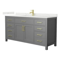 Beckett 66" Dark Gray Single Vanity & Giotto Quartz Top (1-Hole) & Gold Trim