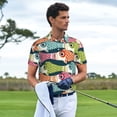 thumbnail image 3 of Honeii Lantern Koi Fish print Polo Shirt, a classic short-sleeved, button-down golf shirt designed for menSmall, 3 of 6