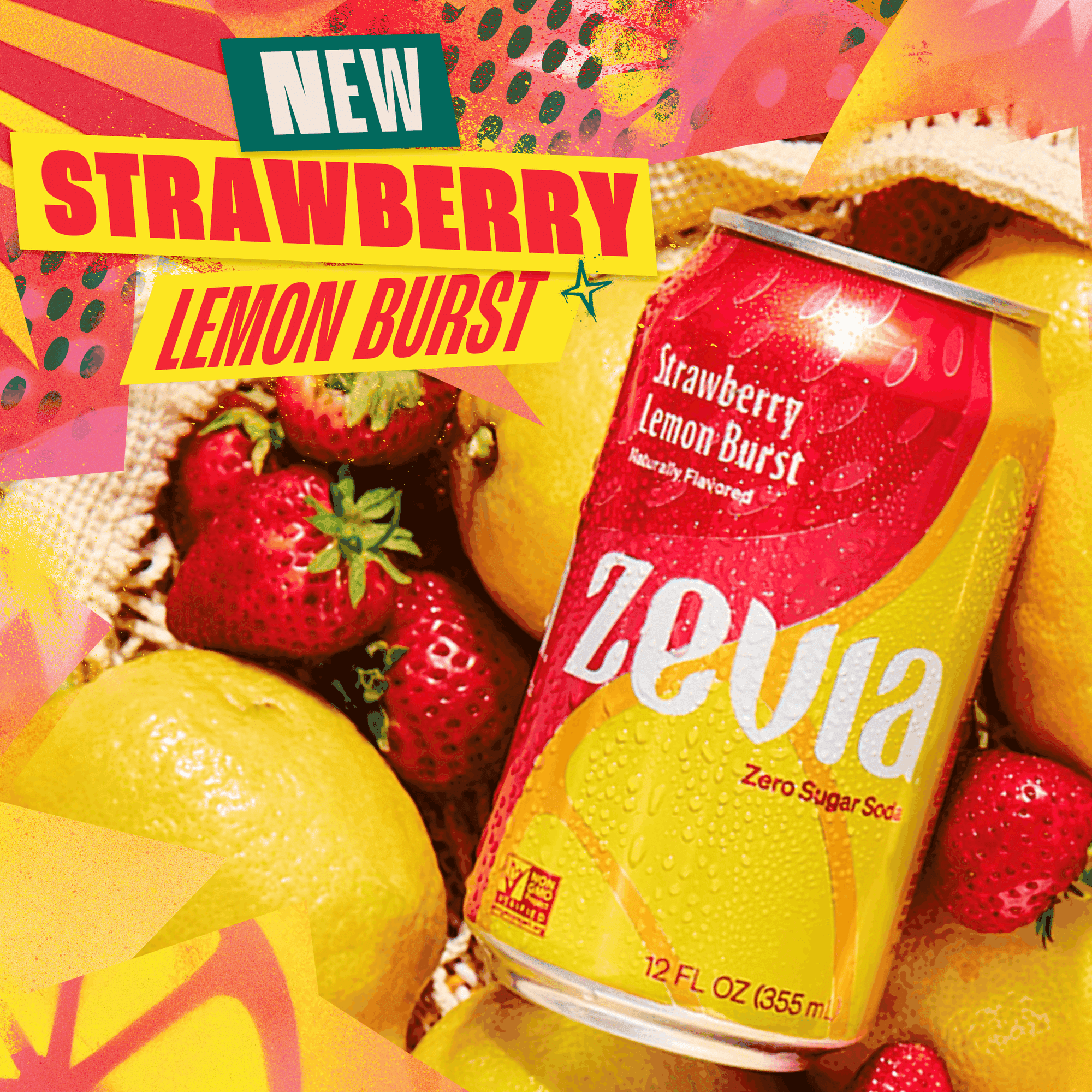 Zevia Zero Calorie, Caffeine Free Strawberry Lemon Burst Soda Pop
