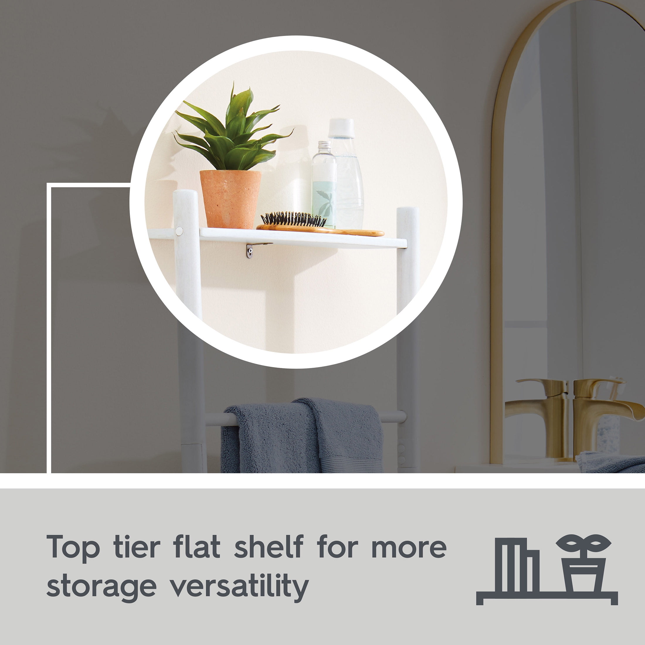 Better Homes & Gardens Springwood Freestanding Acacia Wood Towel Ladder, 4 Tiers, White