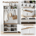 thumbnail image 3 of Erinnyees 68" Farmhouse Hall Tree, Entryway Bench, with Bench and Shoe Storage, Coat Rack, 2 Open Compartments, 5 Coat Hooks, Adjustable Shelf, 3 of 6