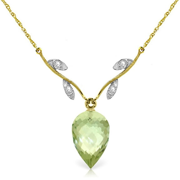 Galaxy Gold 14K Yellow Gold Natural Diamonds and Green Amethyst Pendant Necklace - Abundance & Joy - 16" to 24" - Fine Jewelry for Women