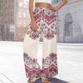 thumbnail image 6 of Dress Pants Women Petite High Waisted Wide Leg Summer Beach Vacation Pants Boho Lounge Casual Palazzo Trousers, 6 of 8