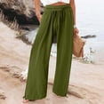 thumbnail image 2 of Audhol Womens Linen Pants Womens Cotton Casual Loose Pants Comfy Work Pants with Pockets Elastic High Waist Paper Bag Drawstring Pants Summer Pants for Women Army Green XL, 2 of 6